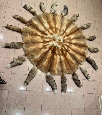 Фото Ковер круглый из лисы ( диаметр без хвоста 2 метра)